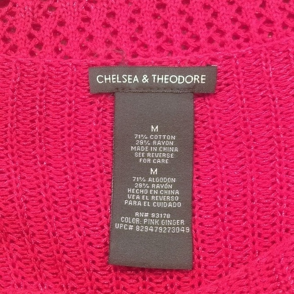 Chelsea & Theodore Bright Pink Sweater Sz M - Picture 5 of 5